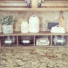 Counter Organizer With Metal Basket Storage Drawers Farmhouse Kitchen Decor Rustic House Kitchen Decor