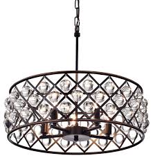 Azha 5 Light Oil Rubbed Bronze Drum Pendant Chandelier With Crystal Spheres Glam Contemporary Chandeliers By Edvivi Lighting