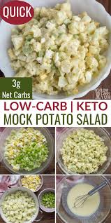 A Mock Low Carb Potato Salad Is The Perfect Summer Dish For A Potluck This Keto Cauliflower Salad Has The Tast Low Carb Potatoes Keto Cauliflower Low Carb Yum