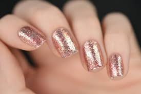 Coloured and glitter acrylic nail powders, salon essentials for nail technicians. Rose Gold Pink Glitter Acrylic Nails New Expression Nails