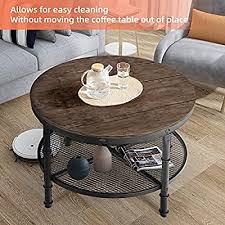 Showcase trinkets and inspire antique glam themes with this wicker coffee table. Buy Sthouyn Small Round Coffee Table With Storage Rustic Center Table Living Room Wood Surface Top Metal Legs Open 2 Tier Shelf Save Space Grey Online In Poland B097ls34g4