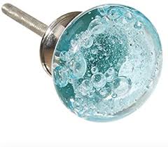 aqua blue bubbles glass dresser drawer