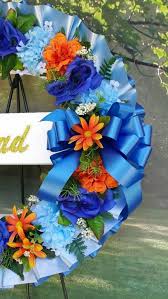 Flower arranging shears or wire cutters for cutting thick stems (optional). Blue Orange Cemetery Wreath Sympathy Son Dad Brother Uncle Gravesite Memorial Funeral Flowers Arrangement Cemetery Flowers Funeral Flowers Funeral Flower Arrangements Cemetery Flowers