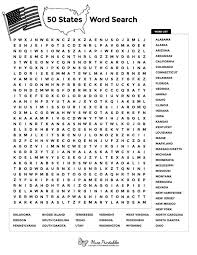 Word and logic puzzles are a wonderful way to engage the mind on lazy sunday mornings, and they're also useful educational tools for children. Free Printable Word Search For All 50 States In The United States Download It At Https M Free Printable Word Searches Word Puzzles For Kids Kids Word Search