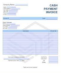 Free Cash Payment Invoice Template Pdf Word Excel