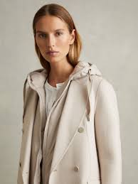 Reiss Petite Wool-Blend Double-Breasted Blindseam Coat in Neutral | REISS