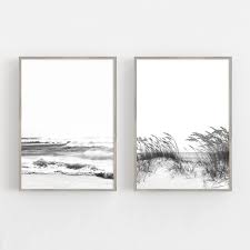 Black And White Framed Art Sets Printswall Artset Of 2 Printsbeach Printart Printsdigital Etsy In 2020 Large Wall Art Big Wall Art Wall Art Entryway