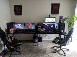 First Apartment Setup How Should We Fill Up The Empty Space On The Wall Gaming Room Setup Computer Gaming Room Game Room Design