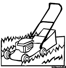 Printable picture of a lawnmower | summer coloring page of a man mowing his lawn. Pin On Coloring Pages