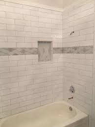 4x16 Subway Tile Tub To Shower Remodel Bathroom Remodel Shower Shower Tile