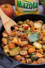 I used smoked chicken and apple sausage because i couldn't find sweet italian chicken sausage. Chicken Sausage Apple Veggie Skillet Wine A Little Cook A Lot