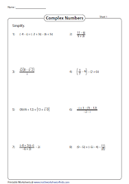 Simplify Complex Numbers Number Worksheets Write In Standard Form