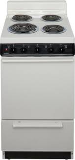 Premier sjk240op white 24 electronic spark gas range with 3 cu. Premier Eak100t 20 Inch Freestanding Electric Range With 4 Coil Elements 2 4 Cu Ft Manual Clean Oven Surface Signal Light 4 Inch Porcelain Backguard And Storage Drawer Bisque With Black Trim