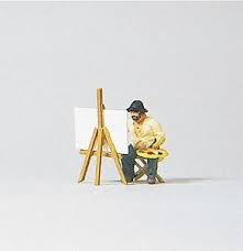 Preiser Landscape Painter Couple Model Railroad Figure Ho Scale 28050 Model Railroad Easel Painting Model Trains