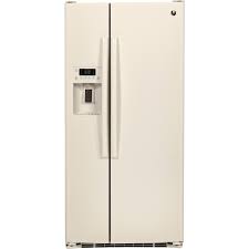Bisque French Door Refrigerator Bottom Freezer Ge 23 2 Cu Ft Side By Side Refrigerator In Black Energy Star Gse23ggkbb The Home Depot In 2020 Side By Side Refrigerator Ge Appliances Cool Things To Buy