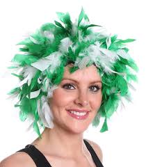 Kelly Green and White Chandelle Feather Wig