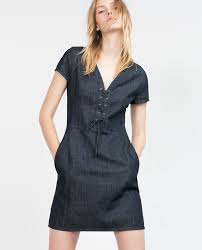 Denim Dress View All Dresses Woman Denim Dress Denim And Lace Fashion