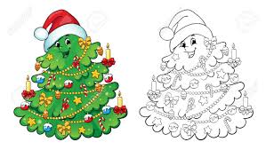 Details written by kelly bounce. Coloring Book Or Page Illustration Christmas Tree With Decorations Greeting Card Concept Royalty Free Cliparts Vectors And Stock Illustration Image 46290412