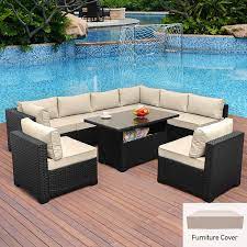 Whether you have fitness goals you want to smash. Buy Outdoor Pe Wicker Rattan Furniture Set 9 Piece Patio Garden Sectional Sofa Chair With Turquoise Cushion Online In Germany B081c9w3g9
