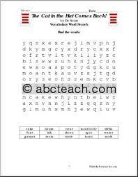 Book Vocabulary Unit The Cat In The Hat Comes Back Printable Worksheets Abcteach Printable Worksheets Writing Forms Book Report