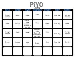 Piyo Workout Calendar Print A Workout Calendar