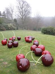 cherries garden art outdoor art sculpture art
