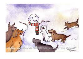 Dog Art Dogs Greeting Card Snowman Winter Funny By Tylersworkshop 3 50 Dog Watercolor Painting Dog Art Watercolor Dog