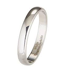 3mm White Tungsten Carbide Mj Wedding Band Polished Classic