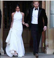 The Duke And Duchess Of Sussex Leaving To Attend Their Wedding Reception Second Wedding Dresses Gorgeous Gowns Reception Dress