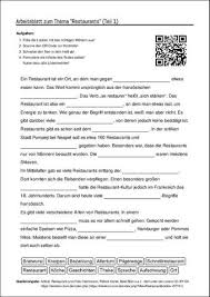 Arbeitsblatt Mit Luckentext Zum Thema Restaurants Teil 1 In 2020 Arbeitsblatter Unterricht Schule Unterrichtsvorbereitung