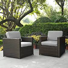 Palm Harbor 2 Piece Outdoor Wicker Seating Set W Grey Cushions Two Outdoor Wicker Chairs Outdoor Wicker Seating Outdoor Wicker Chairs Outdoor Seating Set