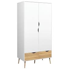 Kleiderschrank Oslo 2 Turig Weiss Danisches Bettenlager Schmaler Kleiderschrank Bettenlager