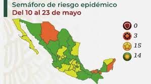 Tendencia de síndrome (20 por ciento), tendencia de hospitalizados (20 por ciento), positividad (10. Mapa Del Semaforo Epidemiologico En Mexico Del 10 Al 23 De Mayo As Mexico