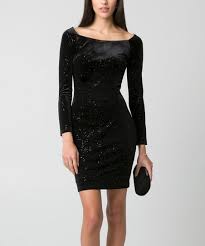 Le Chateau Apparel Black Glitter Velvet Off Shoulder Dress Women