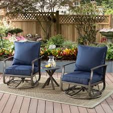 Better Homes Gardens Chauncey 3 Piece Patio Chat Set With Navy Cushions Walmart Com Patio Set Better Homes Gardens Patio Furniture