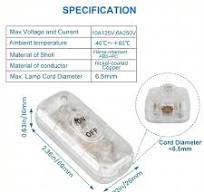Inline Cord Switch, 6A 250V Transparent Lamp Switch Replacement, DIY ON/Off  Rocker Switch for Table Floor LED Lights, Small Appliances, Fits up to ...