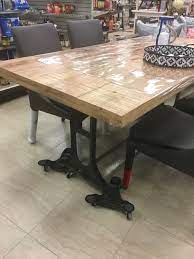 Wood Table With Singer Cast Iron Legs Home Sense 999 Home Decor Wood Table Rustic Dining