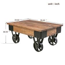 Deon Wheel Coffee Table Coffee Table Wood Coffee Table Living Room Coffee Table