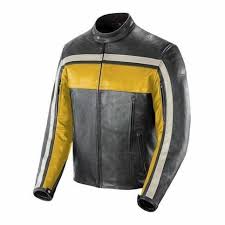 Black And White Striped Leather Jacket Men Gray Color Motorbike White Yellow Stripes Genuine Leather Safety Pads Jacket In 2020 Old School Jackets Ivory Leather Jacket Jackets