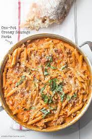 One Pot Creamy Sausage Pasta With Recipe Video Recipe Creamy Sausage Pasta Recipes Pasta Recipes