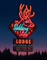 The Sobbing Stag Lodge Print From Dappermouth Neon Signs Western Wall Art Neon Wallpaper