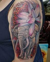 Half mandala, half contemporary tattoo design. Elephant Head With Lotus Flower Tattoo Novocom Top