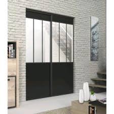 Lot De 2 Portes De Placard Rail Coulissante Noir Ekipa L 180 X H 250 Cm Porte Placard Placard Coulissant Porte Placard Coulissante