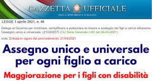 Assegno unico, misura ponte al via dal 1° luglio 2021. Assegno Unico Per I Figli A Carico Prevista Maggiorazione Per I Figli Con Disabilita