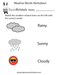Free Preschool Weather Words Worksheet Weather Words Weather Worksheets Preschool Weather