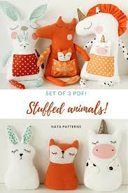 Stuffed Animal Pattern Pdf Unicorn Rabbit Bunny Sewing Easy Tutorial Fox Pattern Soft Toy Pdf Unicorn Sewing Pattern Bunny Toy Fox Soft Pdf Sewing Stuffed Animals Stuffed Animal Patterns Animal Sewing