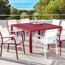 Découvrez la table de jardin 8/10 personnes en aluminium gris anthracite l230 escale. Table De Jardin 8 Places Aluminium Murano 136 X 136 Cm Rouge Salon De Jardin Table Et Chaise Eminza