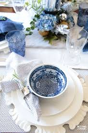 Midnight blue 5pc dining set: Elegant Fall Table Settings With A Blue And White Palette Setting For Four