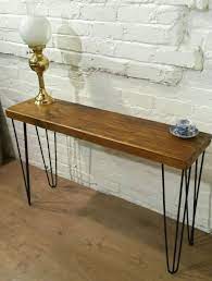Hand Made Hair Pin Legs Vintage Reclaimed Solid Pine Wood Industrial Console Table Photo 1 Pin Legs Diy Sofa Table Dining Room Industrial