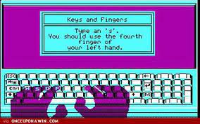 Hide all the informational text when you start typing, partly to give more space for both information and typing, but mostly to dodge the problem of trying to work out where to position the typewriter output so it doesn't crash the info. Mavis Beacon I Remember My First Typing Class In School On This Program Looked Just Like This Childhood Memories 90s Learn To Type Childhood Memories